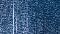 Red Arrows perform Concorde over the deep blue sea of Greece CREDIT RAF