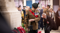 Representatives from the Royal Air Force, British Army and Royal Navy laid wreaths at the Cenotaph in Belfast (Picture: MOD)
