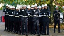 Royal Marines arrive for the funeral of Major General Matthew Holmes