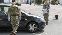Royal Marines from 42 Commando at Torquay Coach Station conduct COVID19 Coronavirus testing pic 2 270420 CREDIT MOD