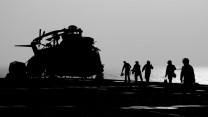 Royal Navy Merlin & crew silhouette