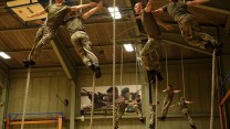 Royal Marines rope climbing