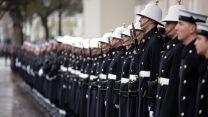 Royal Navy and Royal Marines personnel line up in Whitehall for Remembrance Sunday commemorations (Picture: MOD).