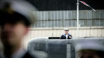 Royal Navy sailors during the commissioning ceremony of HMS Anson