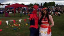 Spiderman and Moana mingle with the crowd