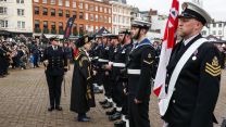 Sailors from destroyer HMS Defender take part in Freedom of the City parade through Exeter CREDIT Royal Navy