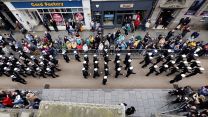 Sailors from destroyer HMS Defender, along with veterans and Naval cadets from Exeter, marched through the city 11022023 CREDIT Royal Navy