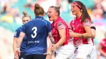 Sarah Batley celebrates scoring for the Army in the second half. Credit Alligin Photography Date 30042022.jpg 