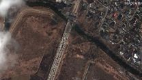 Satellite image appearing to show splitting of the Russian convoy outside Kyiv (Picture: Maxar Technologies via REUTERS).