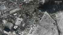 Smoke appearing in a satellite image seeming to show Russian convoy moving from outside Kyiv (Picture: Maxar Technologies via REUTERS).