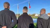 Soldiers from Harrogate marking Remembrance Sunday whilst in Normandy 13112022 CREDIT BFBS