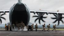 Soldiers from the 2nd Battalion The Royal Gurkha Rifles disembark from the RAF A400M Exercise Wessex Storm 28042023 CREDIT MOD Crown Copyright.jpg