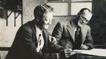 Staff of one of the main contractors responsible for helping construct RNAS Culdrose in their office 
