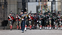 	The Band of The Royal Regiment of Scotland during the military procession in the Scottish capital
