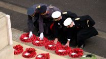 The Chief of the Defence Staff and the three single service chiefs lay wreaths at the Cenotaph on Remembrance Sunday