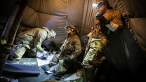 The Cold Weather Aviation Operators Course or CWAOC (4) Course start to settle in and warm up in their 10-man tents CREDIT MOD 160124