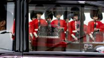 The Crown Regalia during the arrival at the Opening of State Parliment today