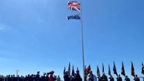 The Falklands flag and the union flag raised in the city to honour the courage and commitment of those who served 14062022 CREDIT BFBS.jpg