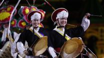 The Hannuri Yeonhui Traditional Performing Arts Company of South Korea at Spasskaya Tower Festival 2019, Moscow (Picture: PA).