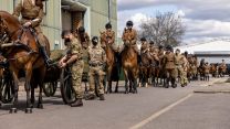 Members of The King's Troop, Royal Horse Artillery during a dress rehearsal at Combermere Barracks, Windsor for the Duke of Edinburgh's funeral (Picture: MOD).