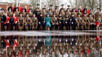 The Prince and Princess of Wales pose for a picture on St Patrick’s Day with the Irish Guards in Mons Barracks (Picture: MOD).