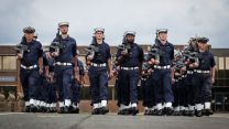 The Royal Navy State Ceremonial Team are putting Royal Navy Personnel through their paces at HMS COLLINGWOOD in Fareham, Hampshire 30th May 2022 ahead of the Queens Platinum Jubilee Pageant in London on Sunday
