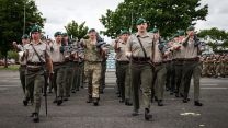The Royal Navy State Ceremonial Team are putting Royal Navy Personnel through their paces at HMS COLLINGWOOD in Fareham, Hampshire 30th May 2022 ahead of the Queens Platinum Jubilee Pageant in London on Sunday