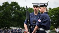 The Royal Navy State Ceremonial Team are putting Royal Navy Personnel through their paces at HMS COLLINGWOOD in Fareham, Hampshire 30th May 2022 ahead of the Queens Platinum Jubilee Pageant in London on Sunday