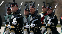 The Royal Regiment of Scotland part of The Tri-Service Guard of Honour escorting the Honours of Scotland 