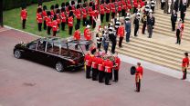 The coffin of Her Majesty Queen Elizabeth II then entered St George's Chapel at Windsor Castle