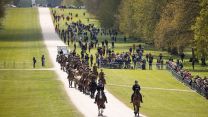 The commanding Officer leads The King's Troop, Royal Horse Artillery up the long walk and into Windsor Castle during the rehearsals of Duke of Edinburgh's funeral (Picture: MOD).