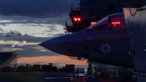 Tip of the F-35B under the cover of darkness on HMS Queen Elizabeth (Picture: MOD)