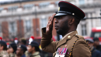 Tri-Service personnel at the African and Caribbean War Memoria in Brixton, London