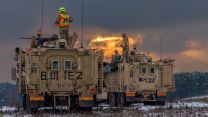 Two Mastiffs within the Queens Royal Hussars (QRH) battlegroup conduct live firing training 20012023 CREDIT MOD Crown Copyright.jpg