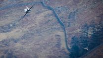 Two RAF Hawk T2s during low-level training sortie through the iconic Mach Loop 23022023 CREDIT RAF