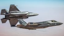 Two Royal Air Force F-35B Lightnings, operating from HMS Queen Elizabeth, conducting sorties in support of Operation SHADER across the Middle East
