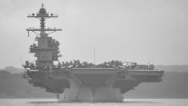 US Navy aircraft carrier the USS Gerald R Ford anchors in the Solent CREDIT Amy Savage, @AmyzJS13.jpg