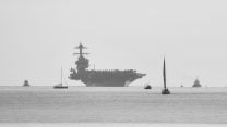 US Navy aircraft carrier, USS Gerald R Ford, anchors in the Solent 14112022 CREDIT Amy Savage, @AmzJS13.jpg