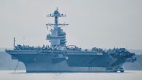 US Navy's USS Gerald R Ford anchors in the Solent 14112022 CREDIT Amy Savage, @AmzJS13