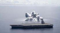 USS Gerald R. Ford Completes Full Ship Shock Trial explosives in the water