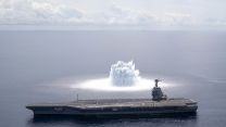 USS Gerald R. Ford Completes First Full Ship Shock Trial explosives in the water