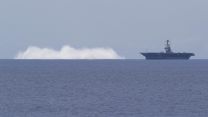 USS Gerald R. Ford Completes Full Ship Shock Trial explosives in the water
