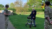 Veteran 1st Battalion The Yorkshire Regiment joined veteran Captain Tom Moore as he completes fundraising walk