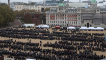 Veterans and cadets gather on Horseguards Parade Ground preparing to past the Cenotaph as part of The Royal British Legion’s Veteran Parade
