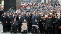 Veterans take up their positions for the National Service of Remembrance 