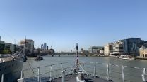 View from HMS Tamar looking west on River Thames 140920 CREDIT BFBS