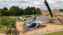 View from above of RAF Marham's new gate guardian, a Tornado GR4 ZA614 (Picture: RAF). View from above of RAF Marham's new gate guardian a Tornado GR4 ZA614 being installed DATE UNNOWN CREDIT RAF .jpg