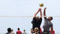 Volleyball training on the deck of HMS Queen Elizabeth (Picture: MOD).
