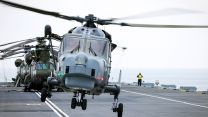 Wildcat helicopter 825 Naval Air Sqd landing on the deck of HMS Prince of Wales 31012022 CREDIT NAVY MOD.jpg