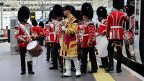 The majority of Armed Forces personnel participating in the Coronation procession travelled to London via train overnight, arriving at Waterloo Station